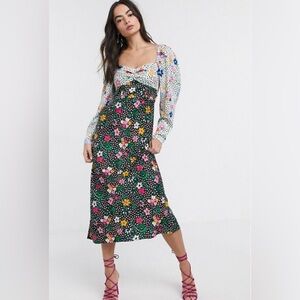 ASOS print mix midi dress